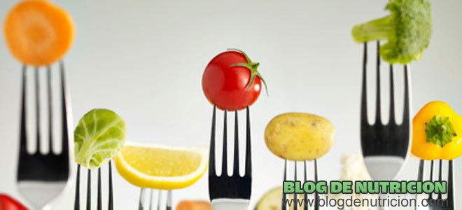 frutas y verduras en el menú